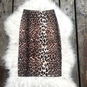 Brown Leopard Midi Skinny Pencil Skirt NWOT